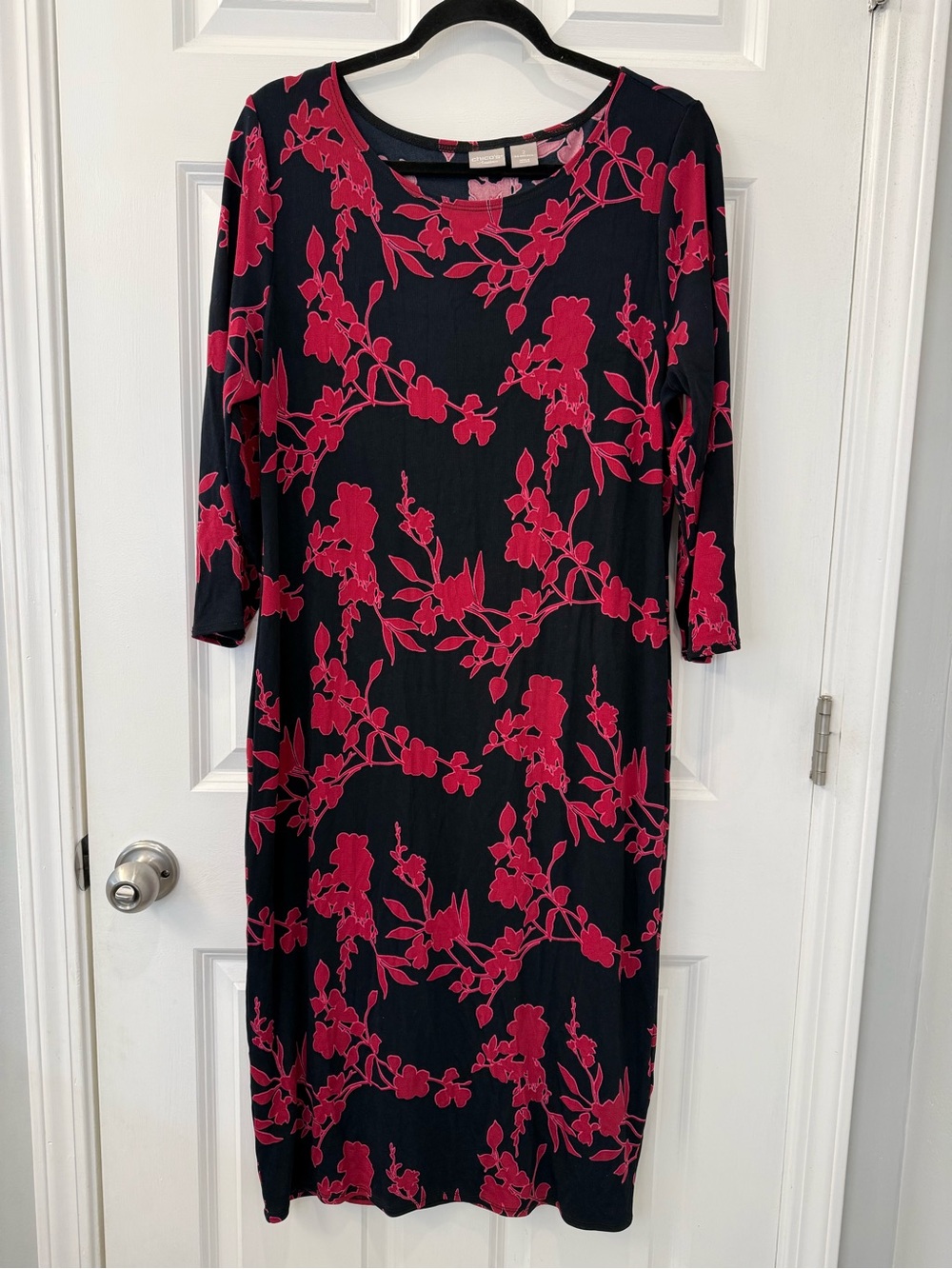 Chico's Travelers Classic Floral Bloom Print Dress, Size 2 - 12 / 14